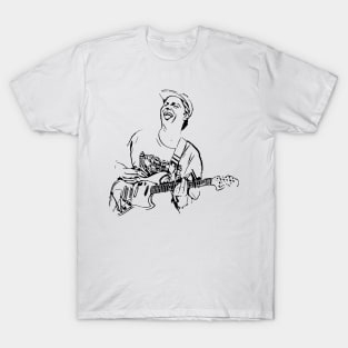 Mac DeMarco Playing Guitar Black and White Illustration T-Shirt